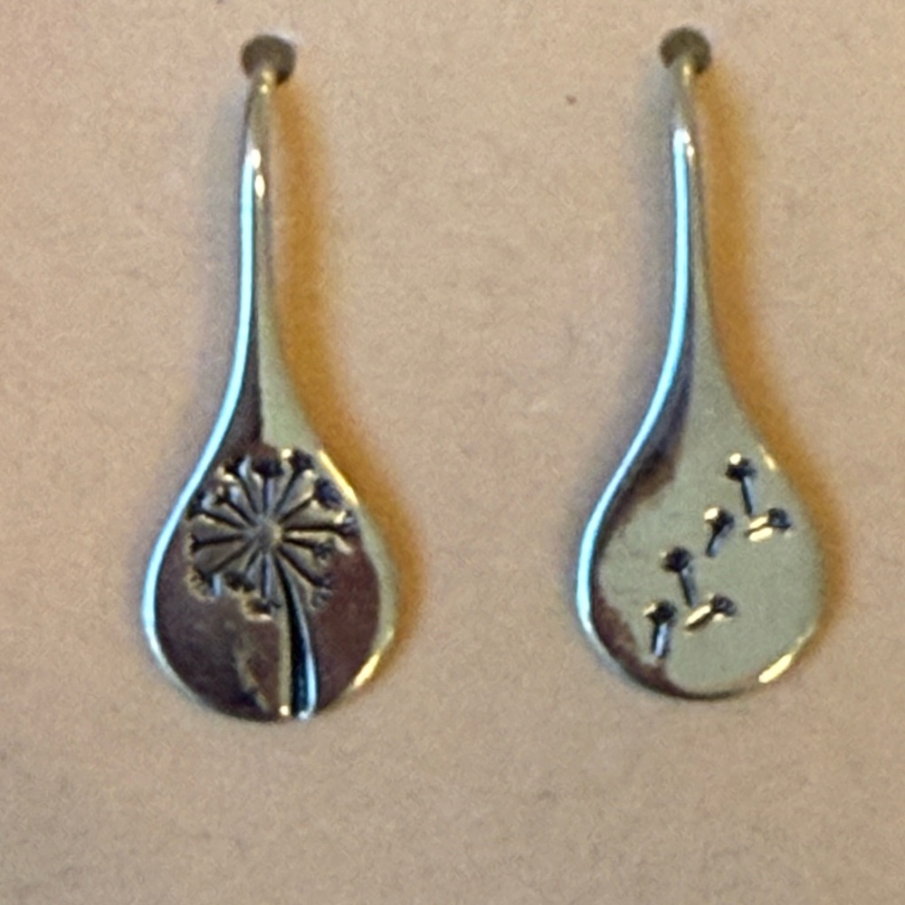 Silver Dandelion Drop Earrings